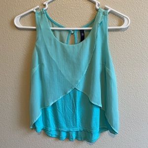 Jessica Simpson - Teal/Mint Sheer Cropped Blouse